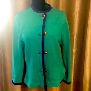 St. John Teal Sweater with Purple Accents